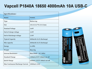 高端3.6v锂离子锂离子电池，带C型Usb端口 - Product Image 2