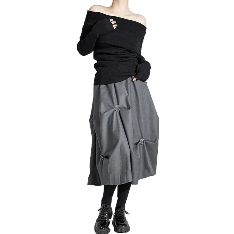 TWOTWINSTYLE-Falda Midi Elegante de Cintura Alta para Mujer, Nuevo Diseño A LA Moda