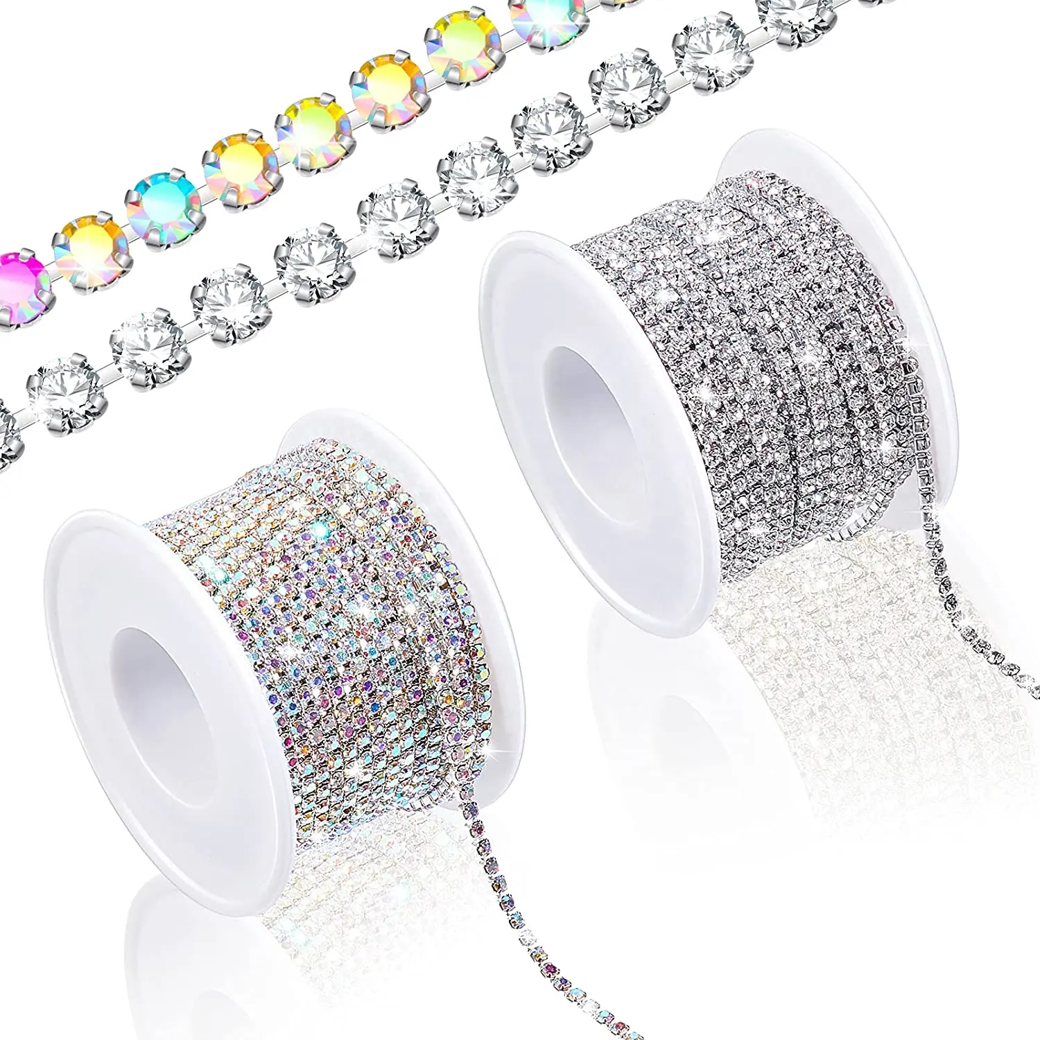 Garnitures tasses sur rouleau garniture AB cristal verre Bling coupe chaîne Ss18 strass chaînes par la cour