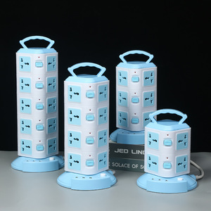 Comercio exterior Portátil USB Carga multiorificio Enchufe vertical Fila Móvil Interruptor multicapa Toma de corriente - Product Image 4