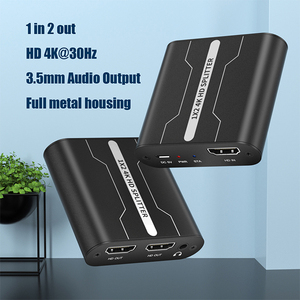 OEM ODM <strong>Hdmi</strong> Splitter 1 in 2 Out Extend Display 3D Hd 4K 30Hz Micro Usb Dc5V Hdcp 1.2 3.5Mm Audio <strong>Output</strong> <strong>Hdmi</strong> Adapter1X2