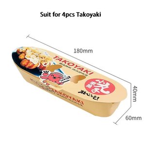 特注印刷ロゴたこ焼き使い捨てスナック包装箱紙包装容器6.1X1.2X2.4インチ - Product Image 2