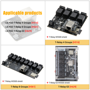LILYGO T-relay W5500 Shield Protocolos TCP/IP cableados Interfaz SPI Módulo Ethernet Soporte T-Relay 4 vías y 8 vías T-Relay s3 - Product Image 3