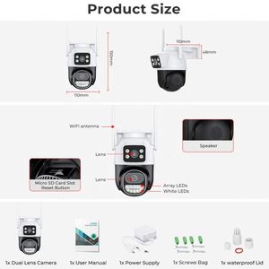 Solar 4G Outdoor 8 Sicherheit Ip66 Glühbirne mit Sim-Karte 3 Objektiv Rtsp 1080P 8Mp 4K Ptz Wifi IP-Kamera Betrug für Prüfungen Kamera - Product Image 6