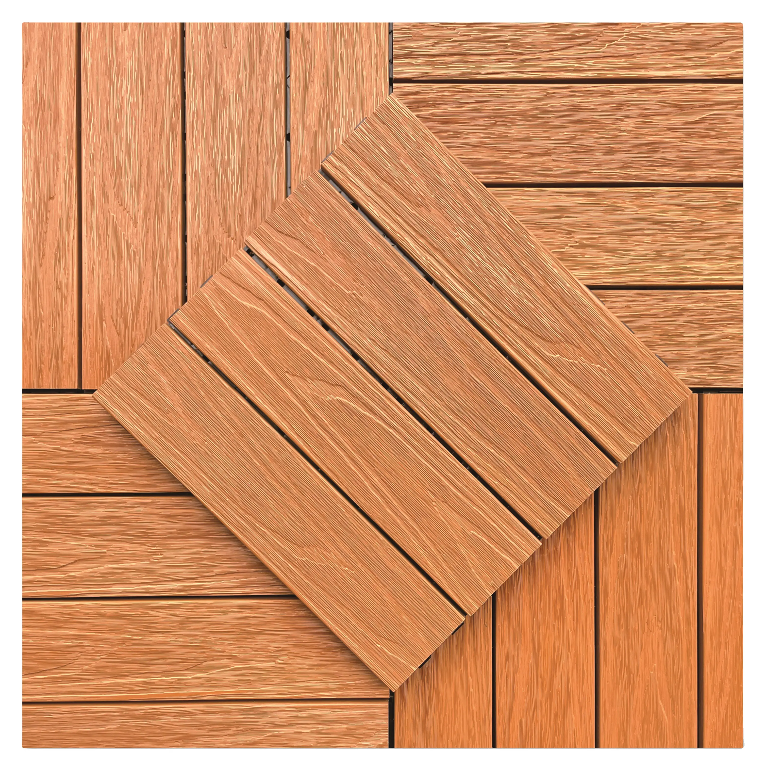 Wpc pátio decks telhas compostas de madeira interlock deck telha snap-on DIY piso para interior e exterior