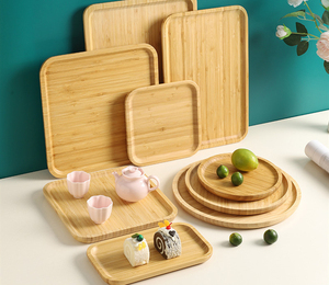 家用小吃酒店派对耐用矩形服务托盘独特图案设计新日式竹板 - Product Image 3
