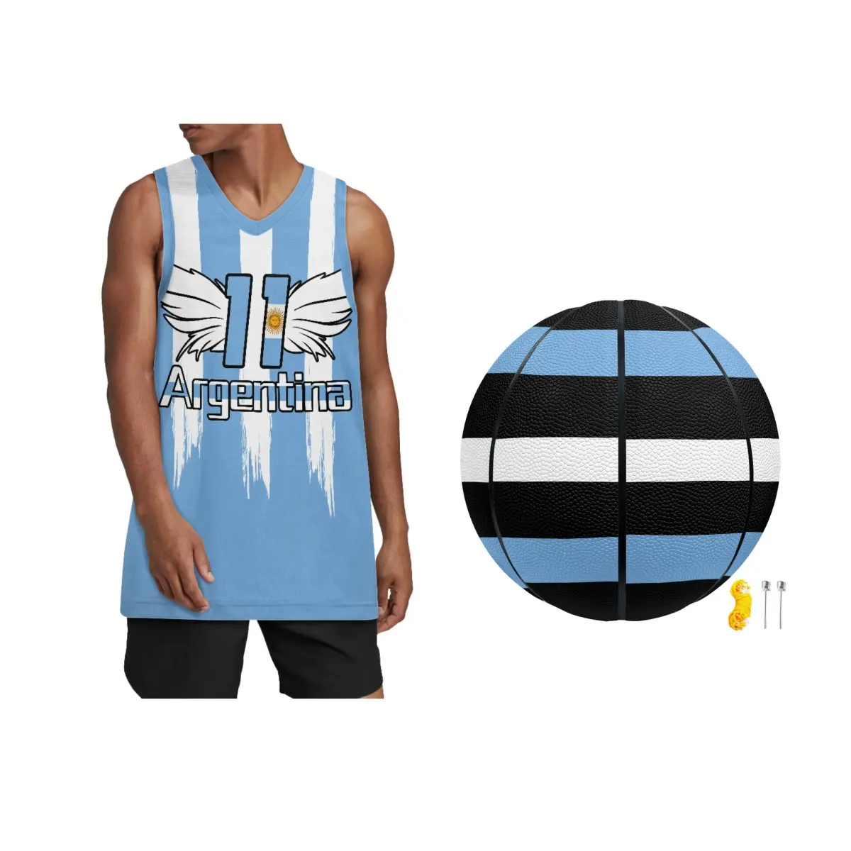Camiseta de baloncesto con bandera de Argentina personalizada, conjunto de baloncesto de dos adultos, uniforme de día de juego, envío directo, camisetas deportivas para hombres