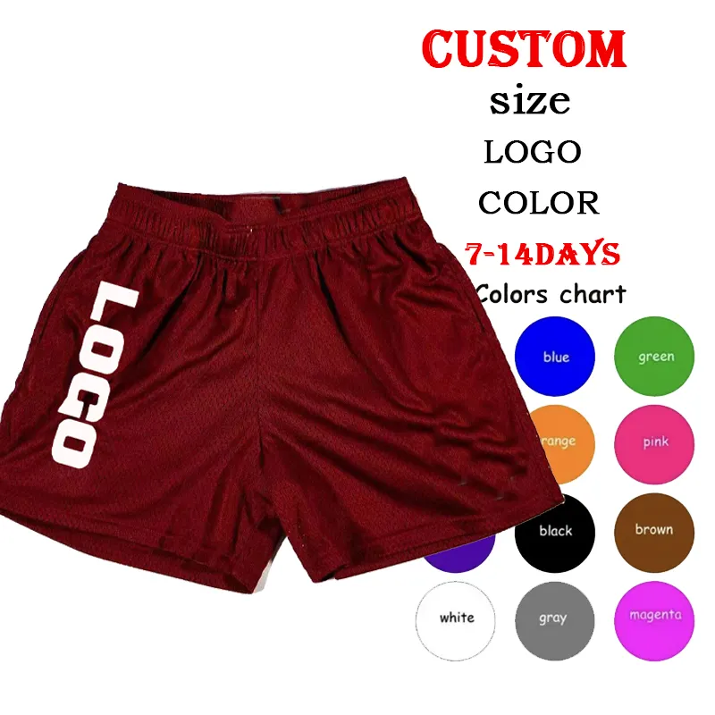 LOGO personalizzato all'ingrosso di alta qualità Plus Size pantaloncini da uomo sport Running Gym pantaloncini da basket in rete Unisex per donna ragazzi
