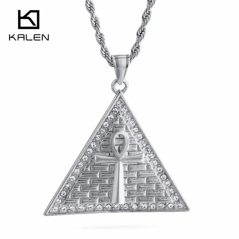 Kalen símbolo da vida dos homens, zircônia cúbica e prata de aço inoxidável de zircônia cúbica egípcia