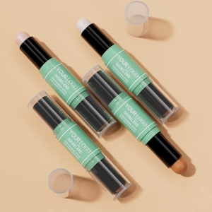 Resaltador de palo de doble extremo para principiantes, sombreado de contorno, bronceador y resaltador de 3 colores para etiquetado de maquillaje, logotipo/patrón - Product Image 4