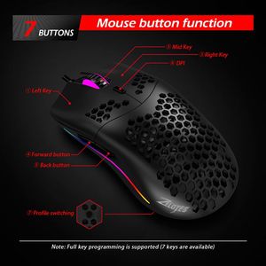 高性能ゲームマウスC-7トップセラーゼロー7ボタン5調整可能なDPI有線プログラミングRGBゲーミングマウスゲーマー - Product Image 5