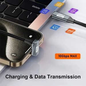USB 3.2 10Gbps Thunderbolt USB C kablosu 5A Emarker PD100W 4K Video gücü 90 derece sağ uzatma USB C kablosu - Product Image 5