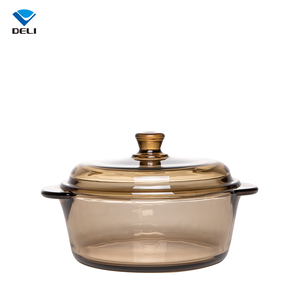 New Design DELI 1000ml Large Cooking Glass Noodle <strong>Pot</strong> with Cover OEM Heat Resistant Glass Bowl - Product Image 2