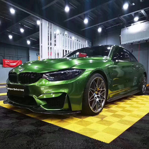 高級ポリマーカーラップビニールPETラインスーパーグロスメタリックマンバグリーンビニールラップロール車用