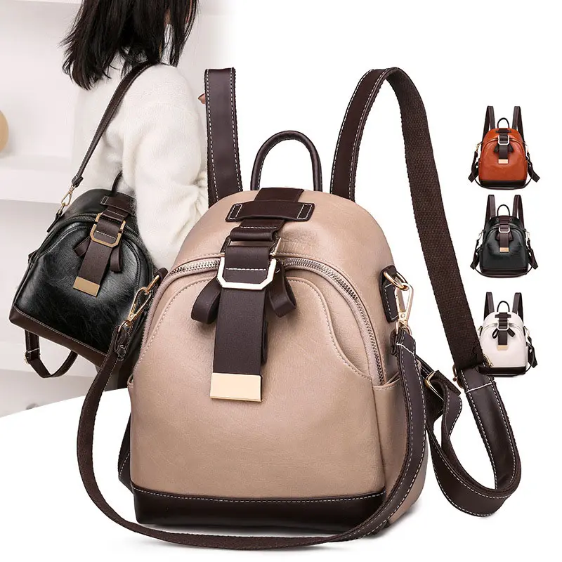 2021 New fashion backpack women's bag versatile college style student bag leisure fashion women's soft leather backpack
