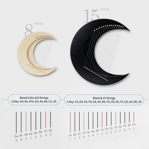 15 corde di luna crescente di lira C chiave arpa portatile lira filo di acciaio stringhe Mini strumento a corde - Product Image 6