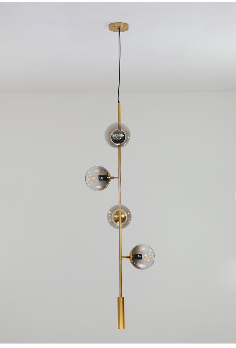 Nordic Postmodern restaurant bedside decorative smoky gray glass ball chandelier