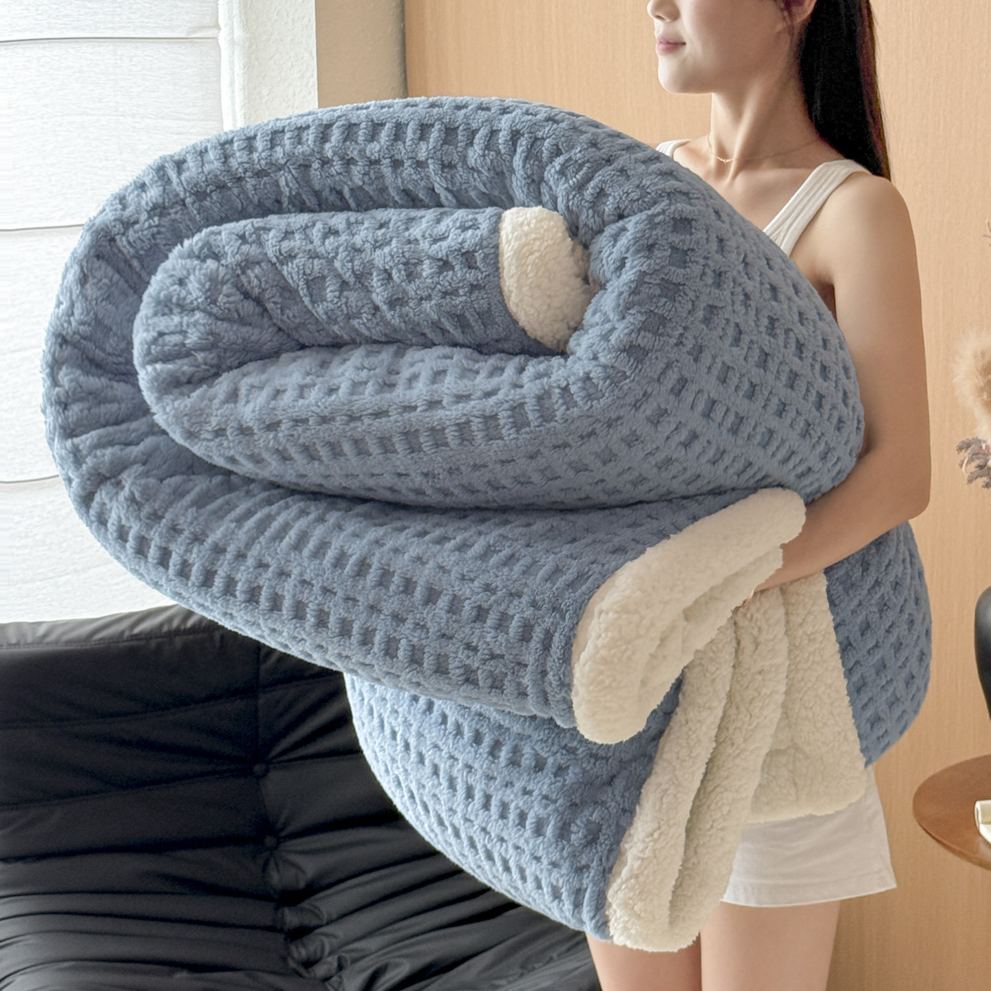Waffle-Misty Blue