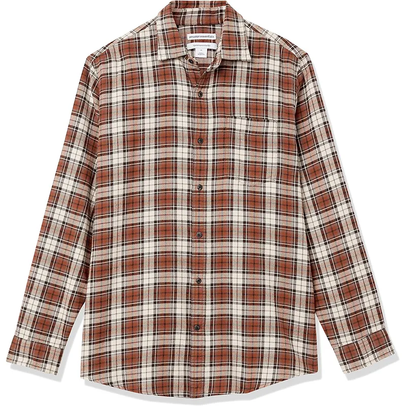 Camisa de franela de manga larga para hombre, camisa clásica a cuadros, chaqueta de franela de ajuste Regular, China