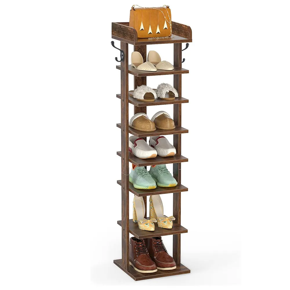 Houten Verticaal Schoenenrek Voor Entree Moderne Schoenenorganizer Voor Ruimtebesparende Schoenen Opbergplank Multifunctioneel Opbergrek