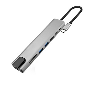 Usb-c公至8针闪电母适配器转换器8合1型C至PD usb-c集线器适配器TF RJ45卡R - Product Image 1