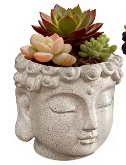 Statue de Bouddha de style zen bonsaï-beige