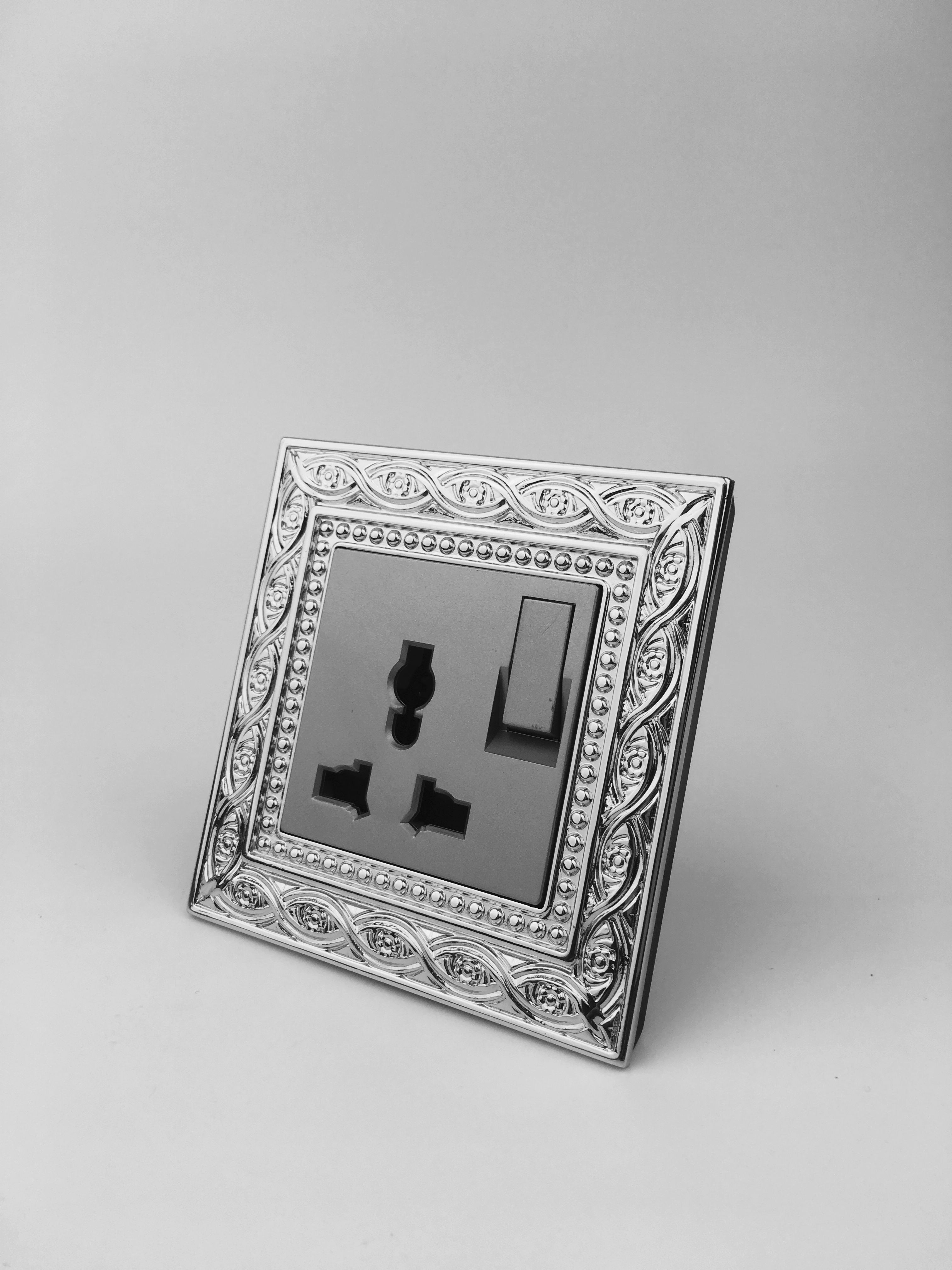 1 gang MF 3 hole socket silver color