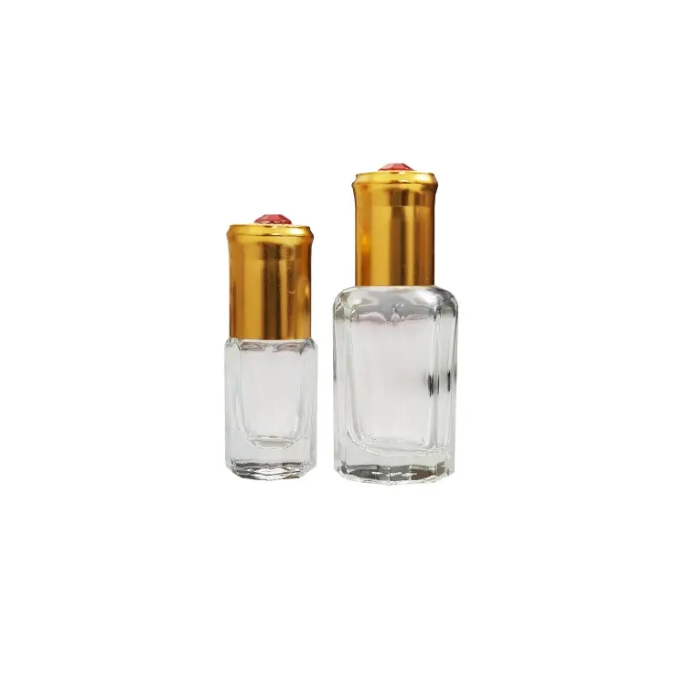 Rouleau en verre sur la bouteille Bouteille de parfum Attar 3ml 6ml 9ml 12ml Flacon octogonal Bouteilles de parfum