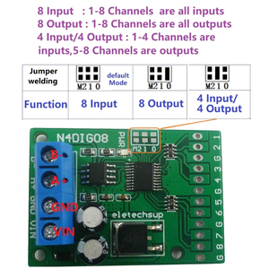 N4DIG08 8 CH Eingang/Ausgang Digital Switch TTL LVTTL CMOS RS485 IO Steuerungsmodul für Arduino für UNO MEGA NANO STM32 AVR PIC