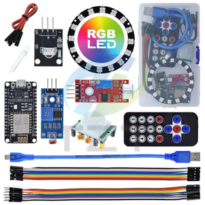TZT Starter Kit per Arduino Kit ESP8266 anello LED striscia RGB 24 bit WS2812B suono/musica reattivo, orologio analogico, avviso/rilevamento - Product Image 1