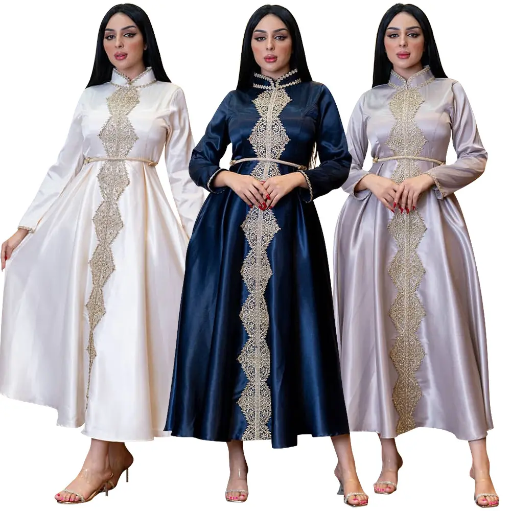 Abaya de haute qualité pour femmes musulmanes, vêtements en dentelle, vente en gros