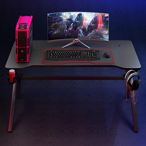 Mesa de ordenador para juegos de escritorio de estudio de Pie ajustable de alta calidad con portavasos gancho para auriculares - Product Image 4