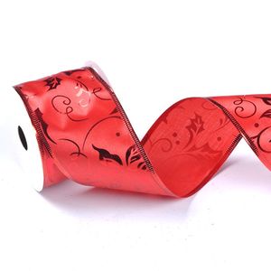 定制圣诞树花带花卉图案缎面面料100% 涤纶金箔印花工艺品 - Product Image 4