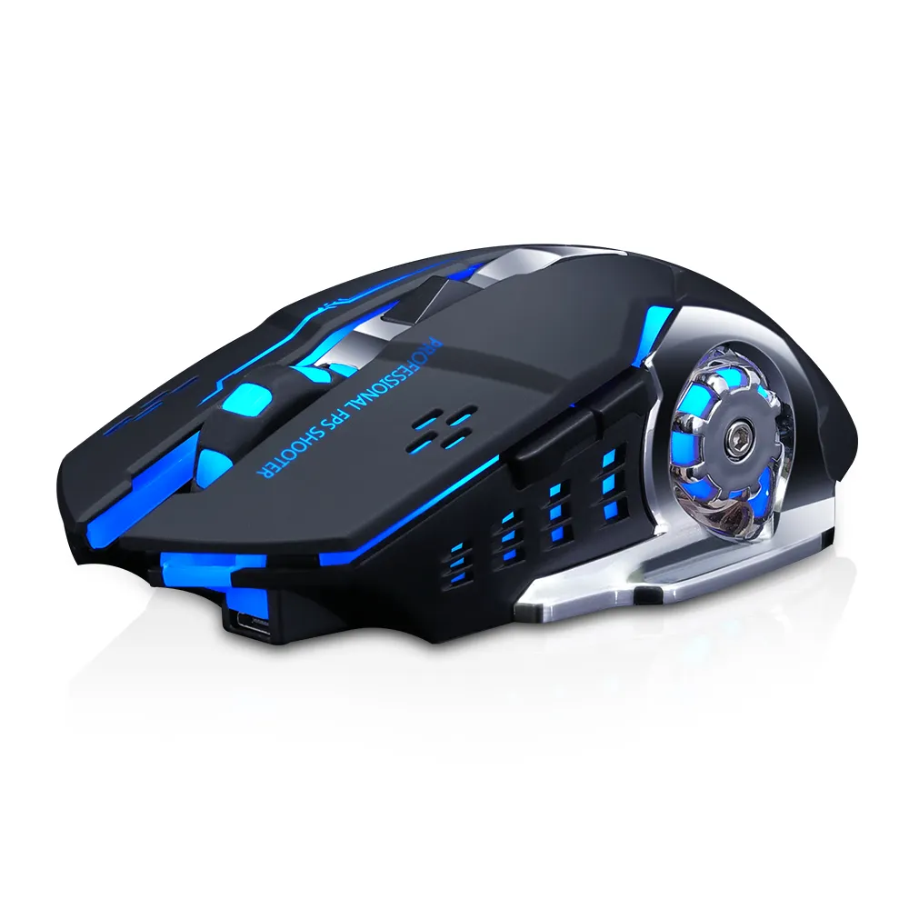Novo mouse para jogos sem fio recarregável DPI ajustável com 7 cores RGB mouse para jogos com luz respirável