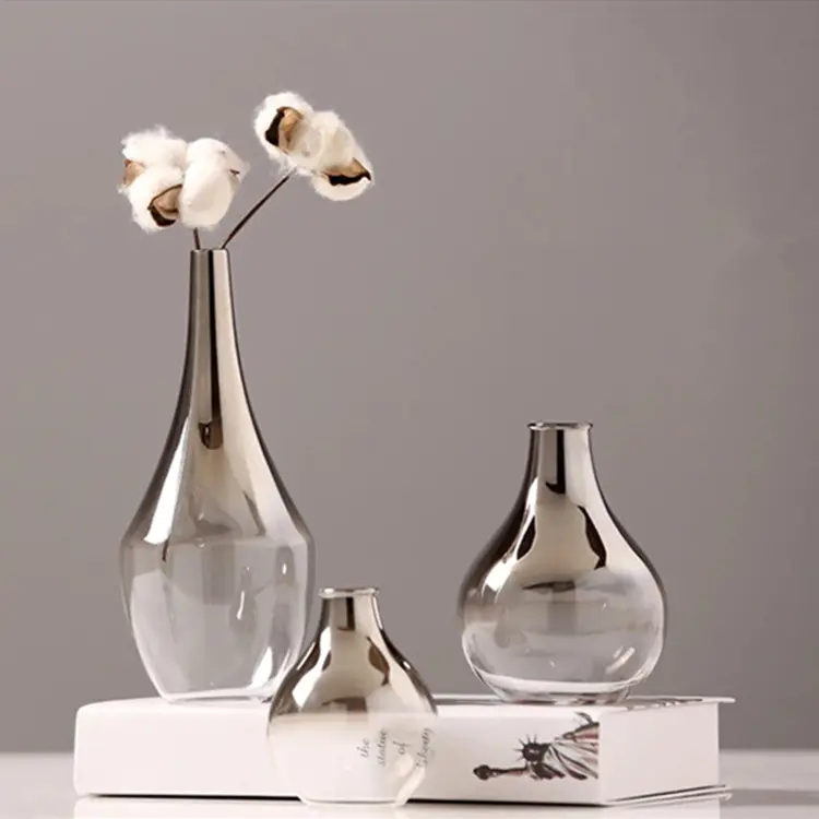 Современная Минималистичная Скандинавская креативная Посеребренная стеклянная Цветочная ваза с градиентом