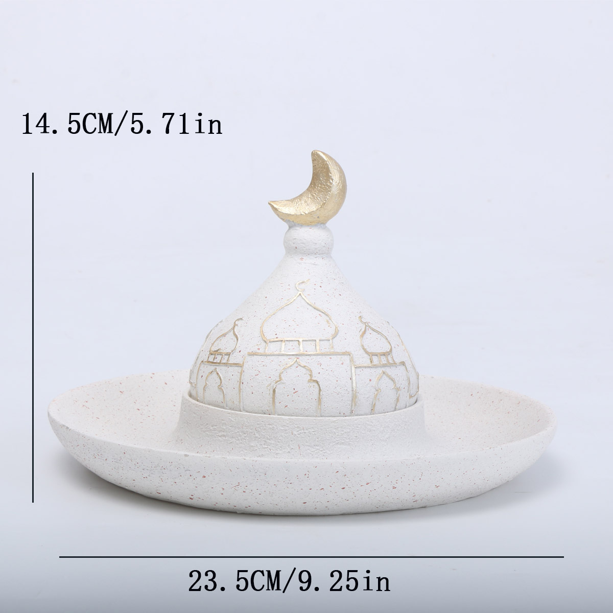 Almacenamiento blanco en forma de plato.