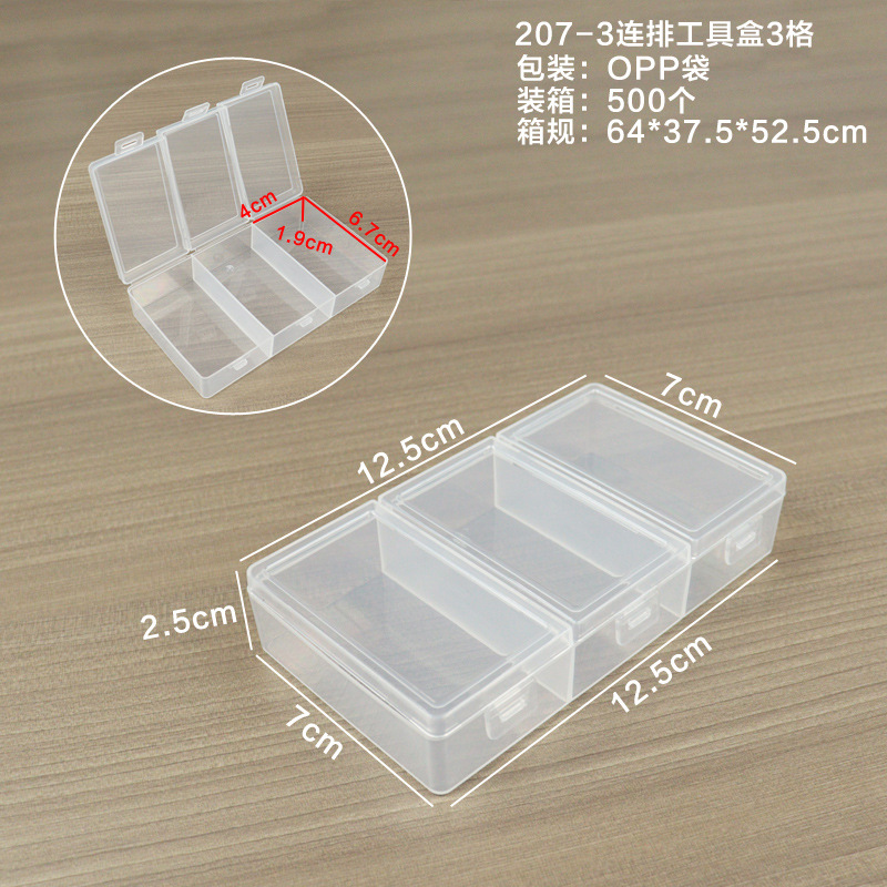 Tool box with 3 compartments, 12.5*7*2.5cm