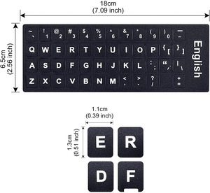 Universal English US <strong>Keyboard</strong> Stickers, Full Set of Computer Individual Keycaps <strong>Replacement</strong> <strong>Keys</strong> Black Background White Letters - Product Image 6