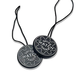Etiquetas colgantes de plástico con logotipo en relieve para reloj, marca propia personalizada de alta calidad, sello de reloj, etiqueta de zapatilla con cadena de nailon - Product Image 6