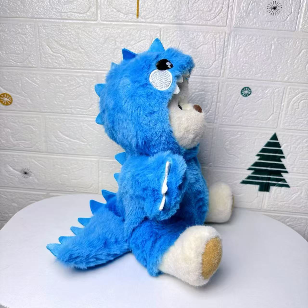 Fermeture éclair dinosaure bleu (sans ours) - 30cm pur fait main