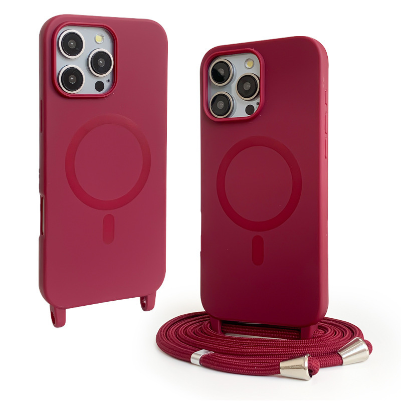 Crimson integrated frosted magnetic shell lanyard