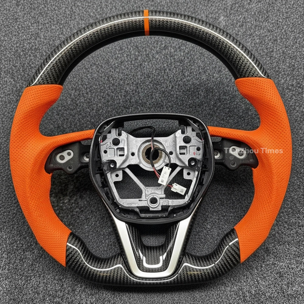 Fibre de carbone; Cuir orange; sans boutons