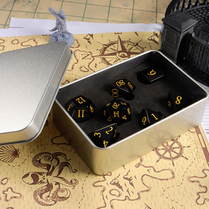 Chúng tôi kho xúc xắc bàn trò chơi 7pcs đá DND xúc xắc ngục tối và rồng phụ kiện DND Đen D6 D20 Obsidian xúc xắc Bộ RPG - Product Image 1