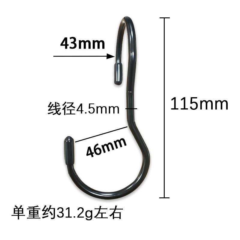 Hilo de 4,5 mm, gancho irregular en forma de S, negro