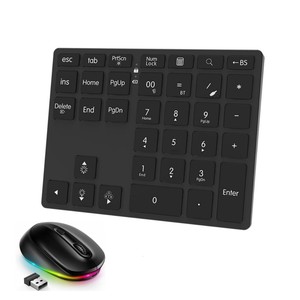 Teclado numérico inalámbrico con retroiluminación RGB 35 teclas Numpad y mouse para computadora portátil de escritorio PC