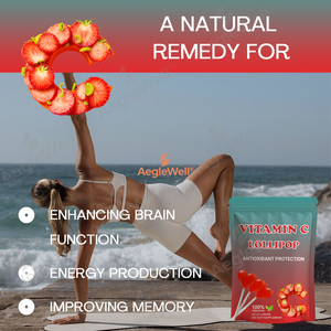 एगलेवेल विटामिन सी लॉलीपॉप एंटीऑक्सिडेंट संरक्षण स्ट्रॉबेरी स्वाद मल्टीविटामिन लोलिपोक वयस्क और बच्चे के लिए - Product Image 4