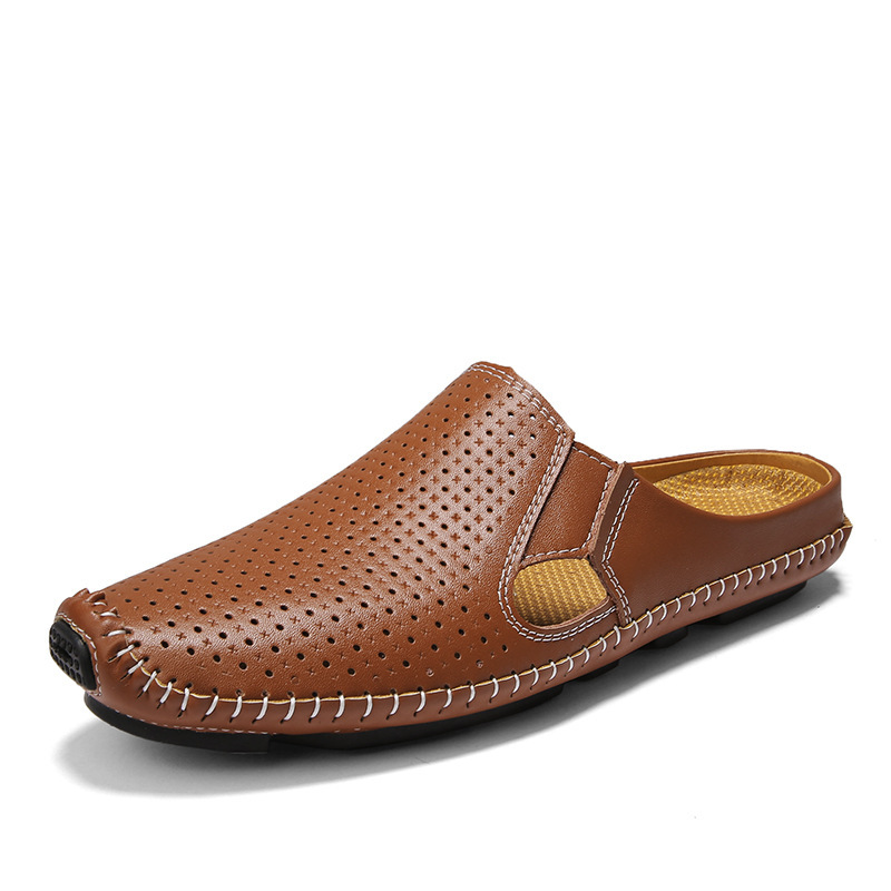 Mocassins demi-antidérapants marron L286