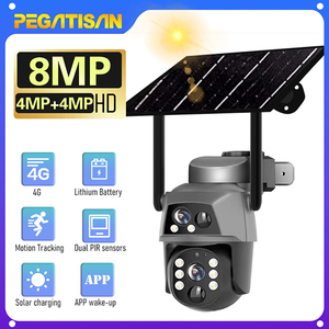 Yeni fabrika fiyat çift Lens PTZ IP kablosuz kamera düşük güç gece görüş PIR Alarm güneş enerjili 4G Sim CMOS Pan-Tilt için bulut - Product Image 2