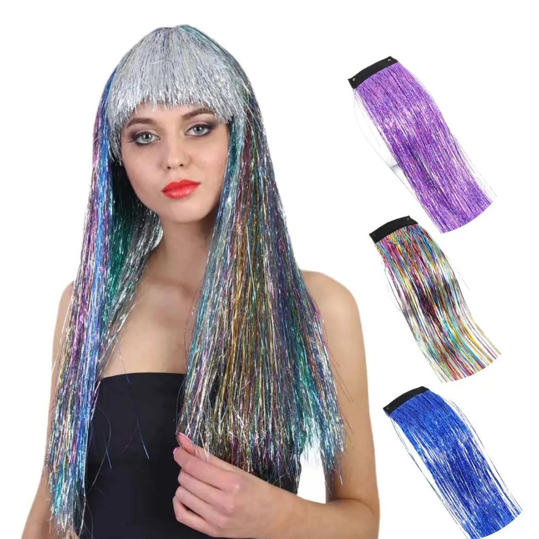 Accessori per capelli da donna festa di nozze Colorful Sparkle Highlight strass Hairpiece Expression Bulk Clip-In Extension Hair