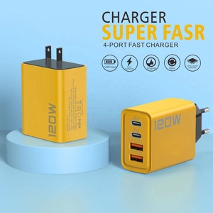 Sarı şarj 120w usb-c 4 port hızlı usb duvar şarj tipi c taşınabilir modülü pd hızlı usb c gan şarj 100w - Product Image 3